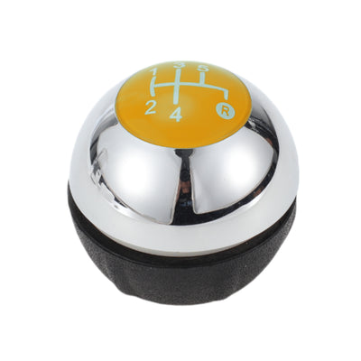 Harfington 5 Speed Manual Shift Knob for Fiat 500 Durable | Front Automotive Gearbox Stick Shifter Lever Knob Chrome Silver Tone Yellow Plastic Faux Leather 1 Pc