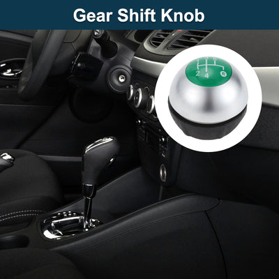 Harfington 5 Speed Manual Shift Knob for Fiat 500 Durable | Front Automotive Gearbox Stick Shifter Lever Knob Matte Silver Tone Green Plastic Faux Leather 1 Pc