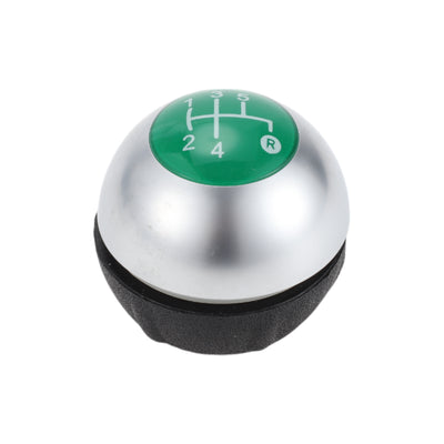 Harfington 5 Speed Manual Shift Knob for Fiat 500 Durable | Front Automotive Gearbox Stick Shifter Lever Knob Matte Silver Tone Green Plastic Faux Leather 1 Pc