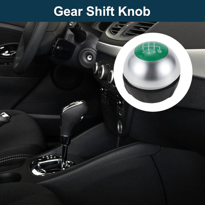 Harfington 6 Speed Manual Shift Knob for Fiat 500 Durable | Front Automotive Gearbox Stick Shifter Lever Knob Matte Silver Tone Green Plastic Faux Leather 1 Pc