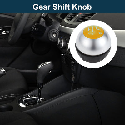 Harfington 5 Speed Manual Shift Knob for Fiat 500 Durable | Front Automotive Gearbox Stick Shifter Lever Knob Matte Silver Tone Yellow Plastic Faux Leather 1 Pc