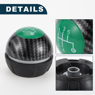 Harfington 5 Speed Manual Shift Knob for Fiat 500 Durable | Front Automotive Gearbox Stick Shifter Lever Knob Black Green Plastic Faux Leather 1 Pc