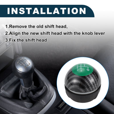 Harfington 5 Speed Manual Shift Knob for Fiat 500 Durable | Front Automotive Gearbox Stick Shifter Lever Knob Black Green Plastic Faux Leather 1 Pc