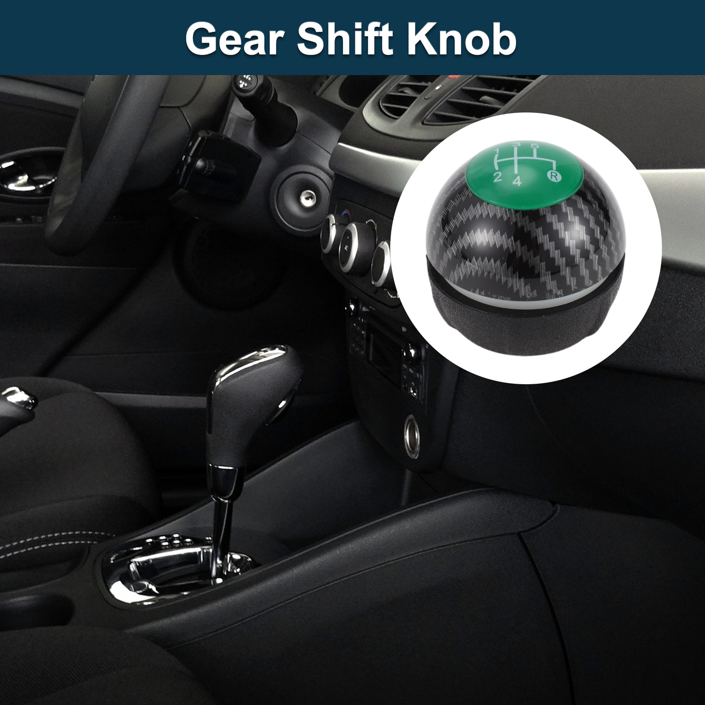 TUCKBOLD 5 Speed Manual Shift Knob for Fiat 500 Durable | Front Automotive Gearbox Stick Shifter Lever Knob Black Green Plastic Faux Leather 1 Pc