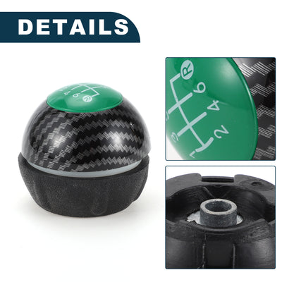 Harfington 6 Speed Manual Shift Knob for Fiat 500 Durable | Front Automotive Gearbox Stick Shifter Lever Knob Black Green Plastic Faux Leather 1 Pc