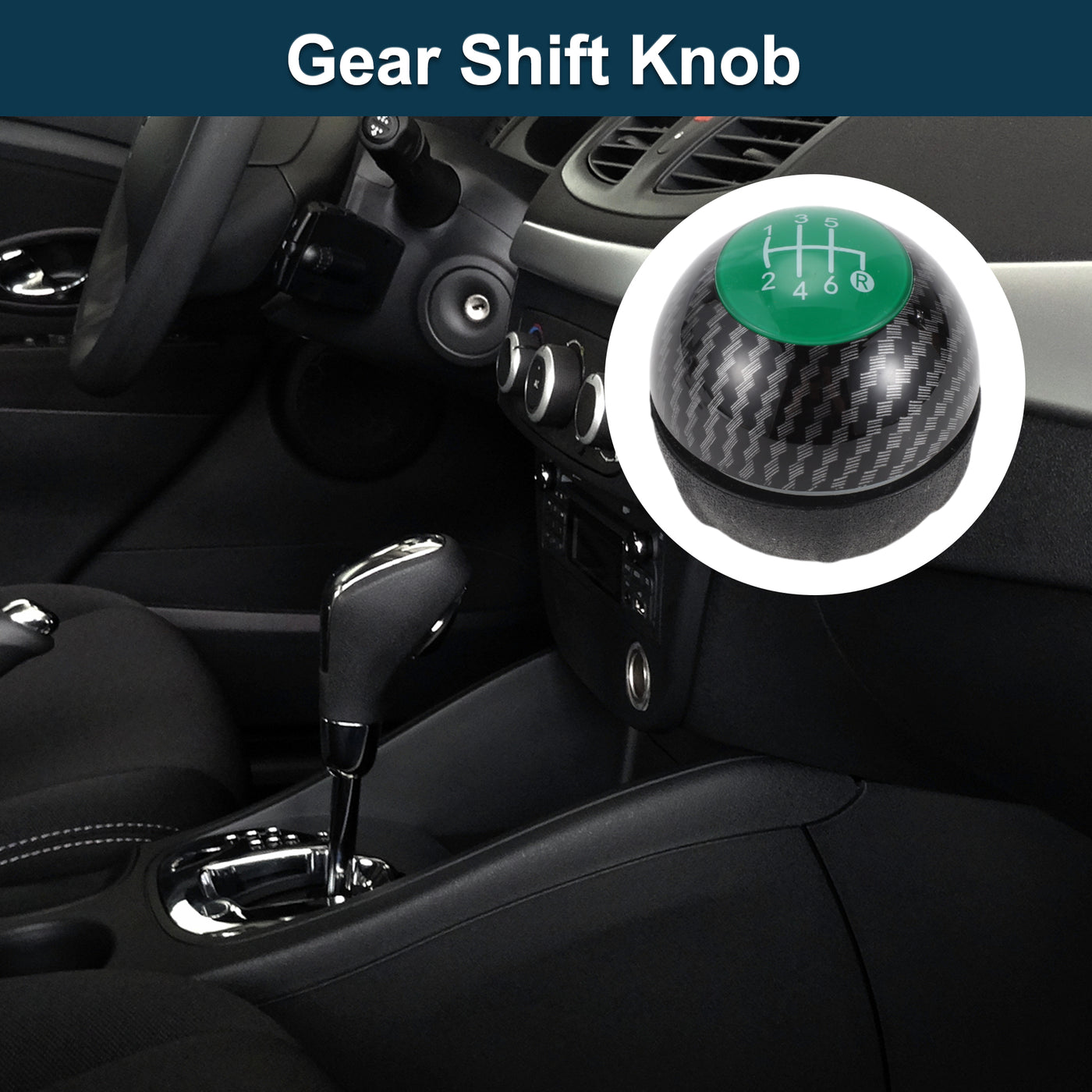 TUCKBOLD 6 Speed Manual Shift Knob for Fiat 500 Durable | Front Automotive Gearbox Stick Shifter Lever Knob Black Green Plastic Faux Leather 1 Pc