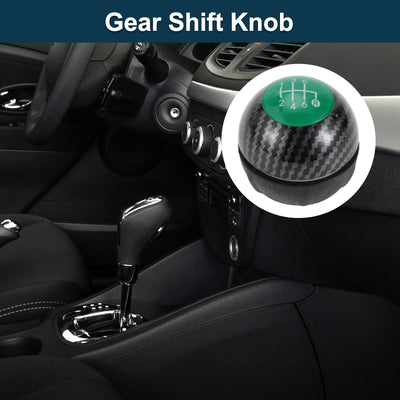 Harfington 6 Speed Manual Shift Knob for Fiat 500 Durable | Front Automotive Gearbox Stick Shifter Lever Knob Black Green Plastic Faux Leather 1 Pc