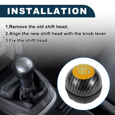 Harfington 6 Speed Manual Shift Knob for Fiat 500 Durable | Front Automotive Gearbox Stick Shifter Lever Knob Black Yellow Plastic Faux Leather 1 Pc