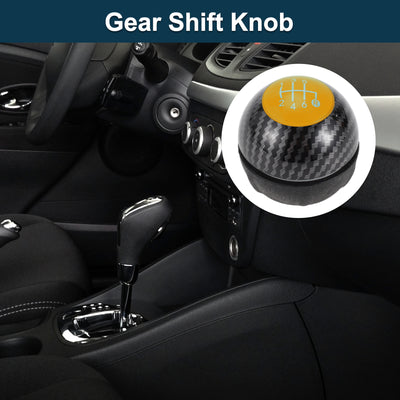 Harfington 6 Speed Manual Shift Knob for Fiat 500 Durable | Front Automotive Gearbox Stick Shifter Lever Knob Black Yellow Plastic Faux Leather 1 Pc