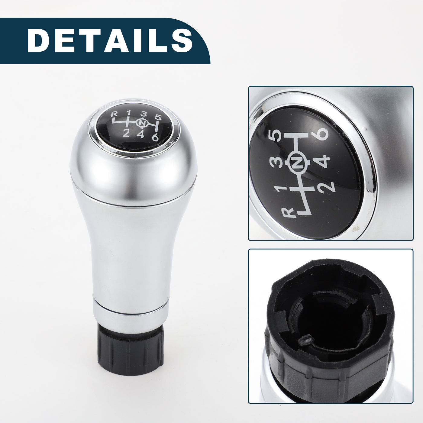 TUCKBOLD 6 Speed Manual Shift Knob for Mercedes-Benz C-Class Durable | Front Automotive Gearbox Stick Shifter Lever Knob Silver Tone Aluminum Alloy 1 Pc