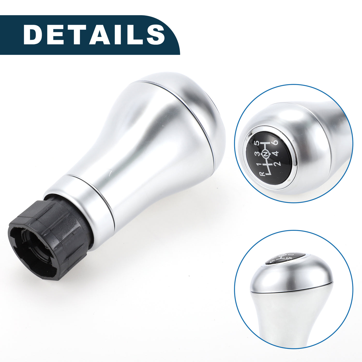 TUCKBOLD 6 Speed Manual Shift Knob for Mercedes-Benz C-Class Durable | Front Automotive Gearbox Stick Shifter Lever Knob Silver Tone Aluminum Alloy 1 Pc