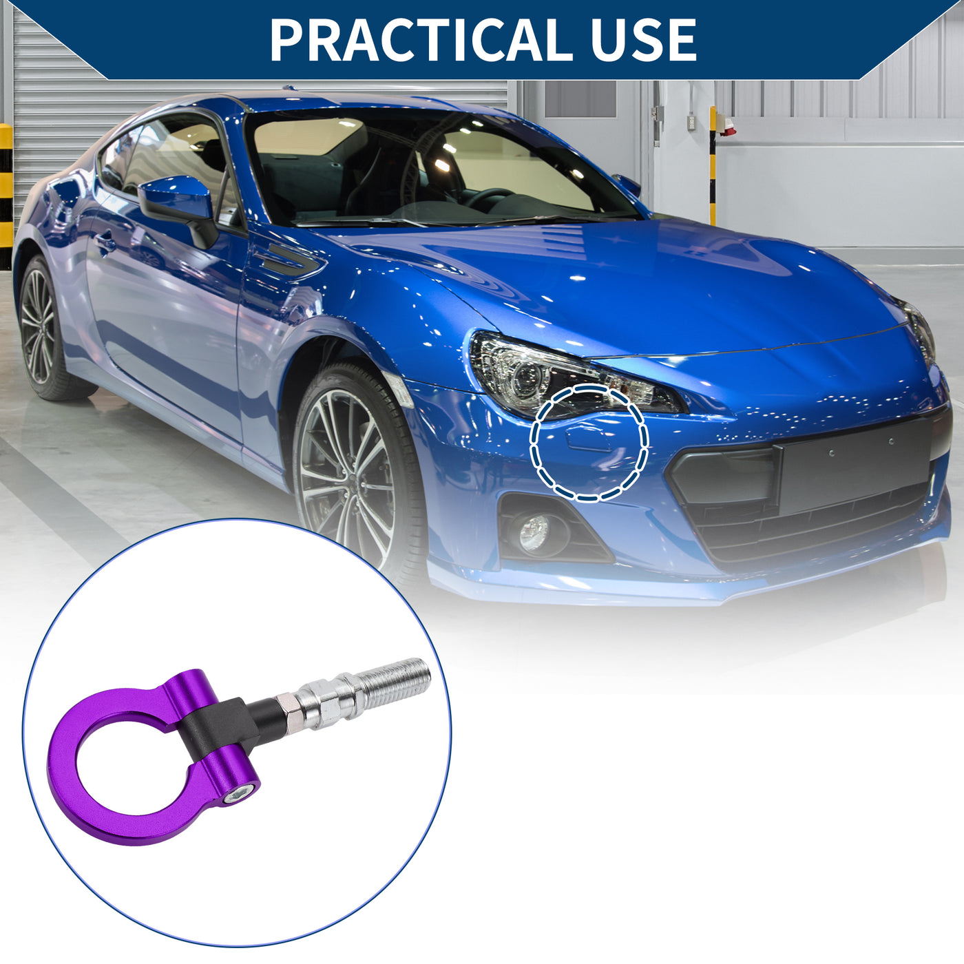 Hihaha Tow Hook /Universal Car Front Bumper Towing Hook / Durable Metal Rotary Tow Hook Ring 19cm 2mm 1pcs Purple