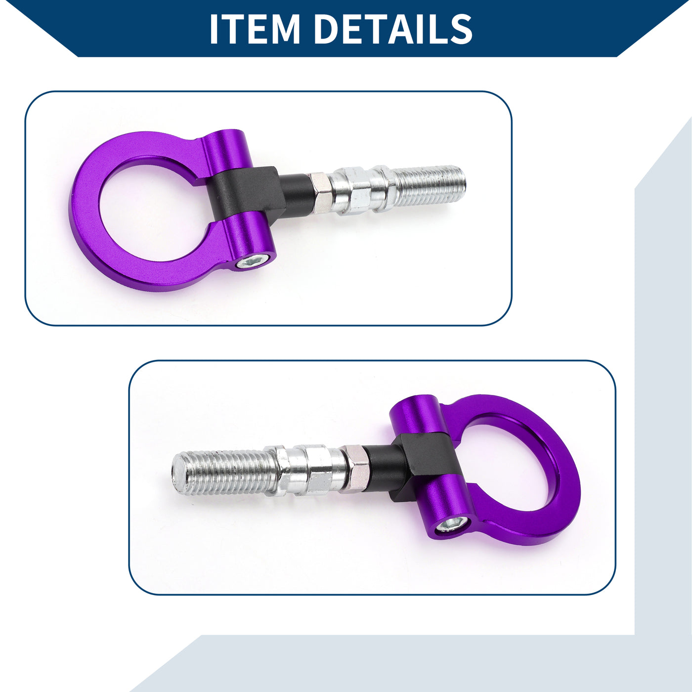 Hihaha Tow Hook /Universal Car Front Bumper Towing Hook / Durable Metal Rotary Tow Hook Ring 19cm 2mm 1pcs Purple