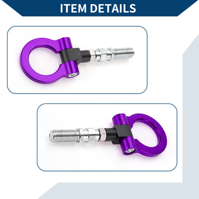 Harfington Tow Hook /Universal Car Front Bumper Towing Hook / Durable Metal Rotary Tow Hook Ring 19cm 2mm 1pcs Purple