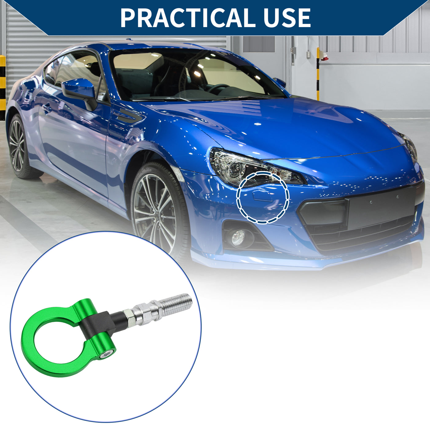 Hihaha Tow Hook /Universal Car Front Bumper Towing Hook / Durable Metal Rotary Tow Hook Ring 19cm 2mm 1pcs Green