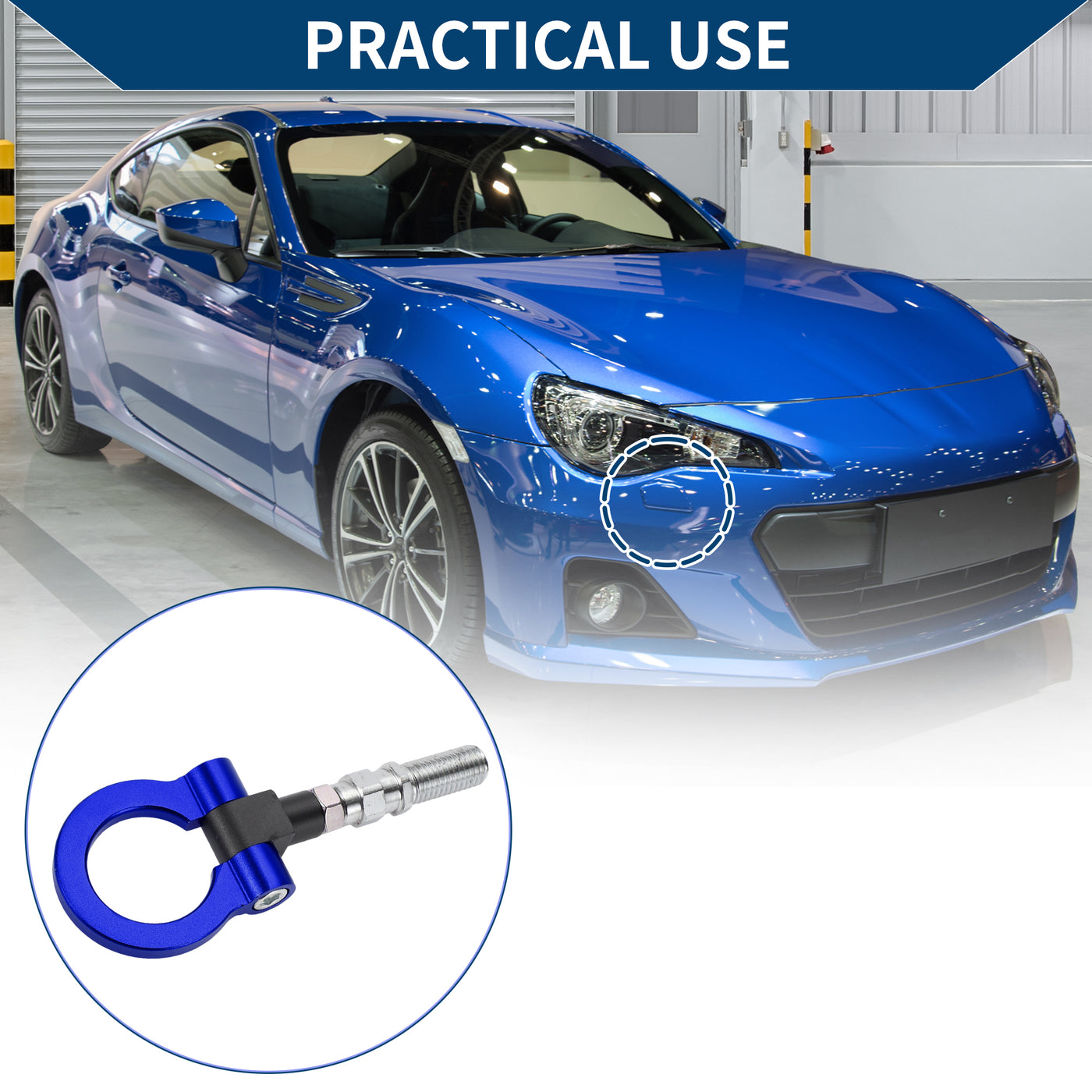 Hihaha Tow Hook /Universal Car Front Bumper Towing Hook / Durable Metal Rotary Tow Hook Ring 19cm 2mm 1pcs Blue