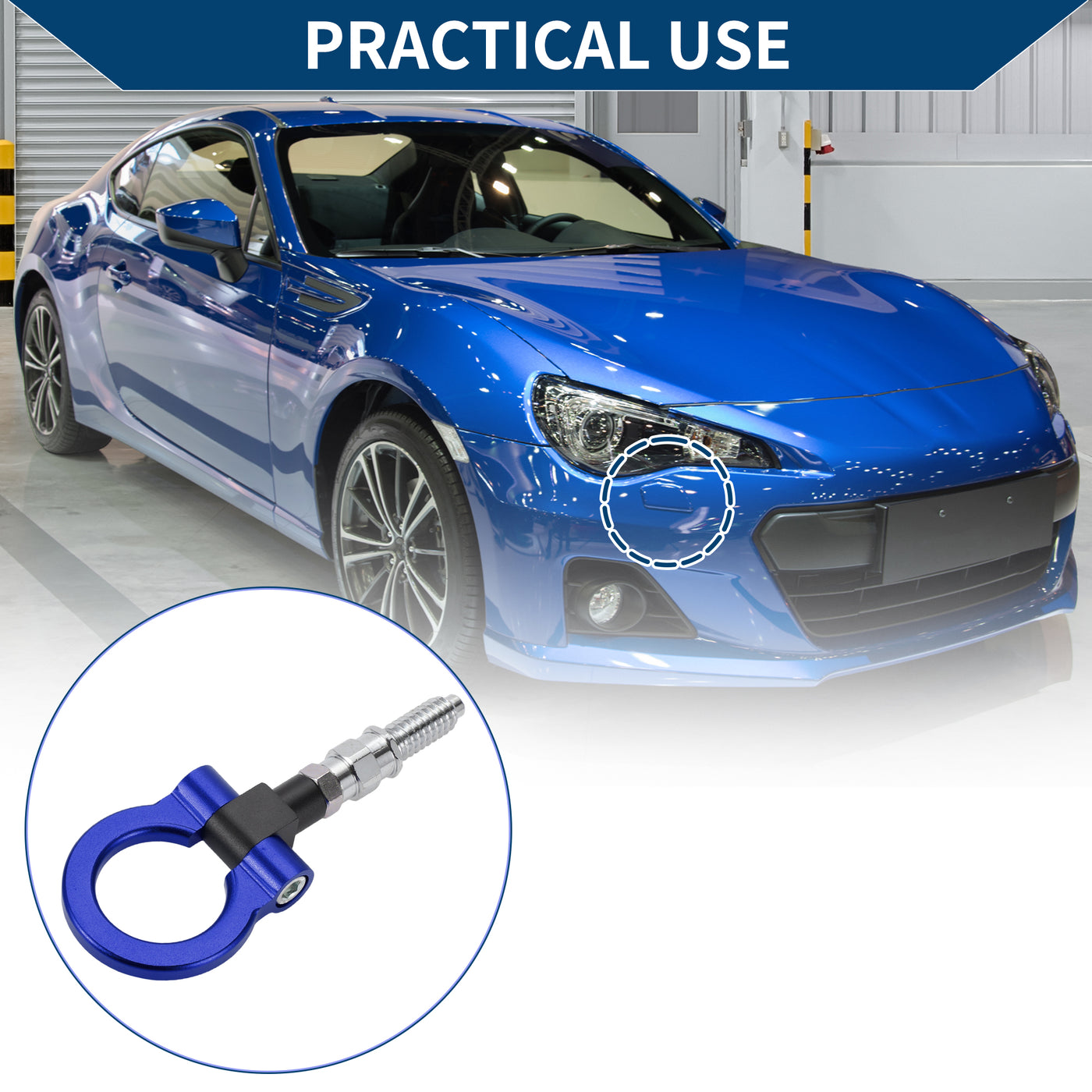 Hihaha Tow Hook /Universal Car Front Bumper Towing Hook / Durable Metal Rotary Tow Hook Ring 18.5cm 3mm 1pcs Blue