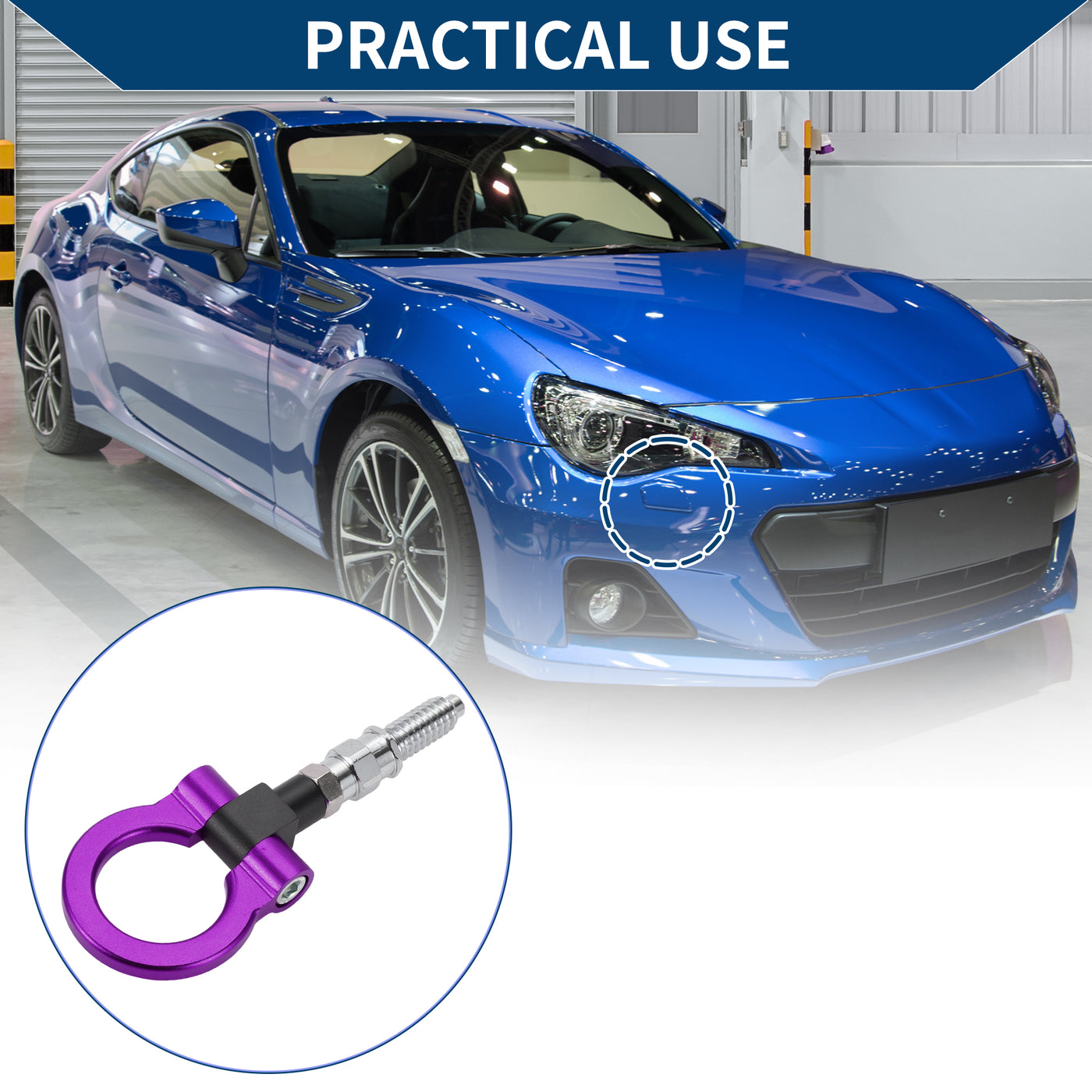 Hihaha Tow Hook /Universal Car Front Bumper Towing Hook / Durable Metal Rotary Tow Hook Ring 18.5cm 3mm 1pcs Purple