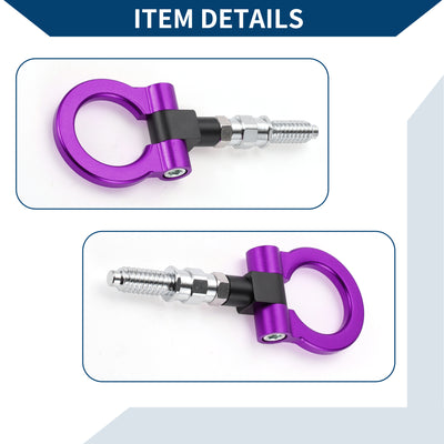 Harfington Tow Hook /Universal Car Front Bumper Towing Hook / Durable Metal Rotary Tow Hook Ring 18.5cm 3mm 1pcs Purple