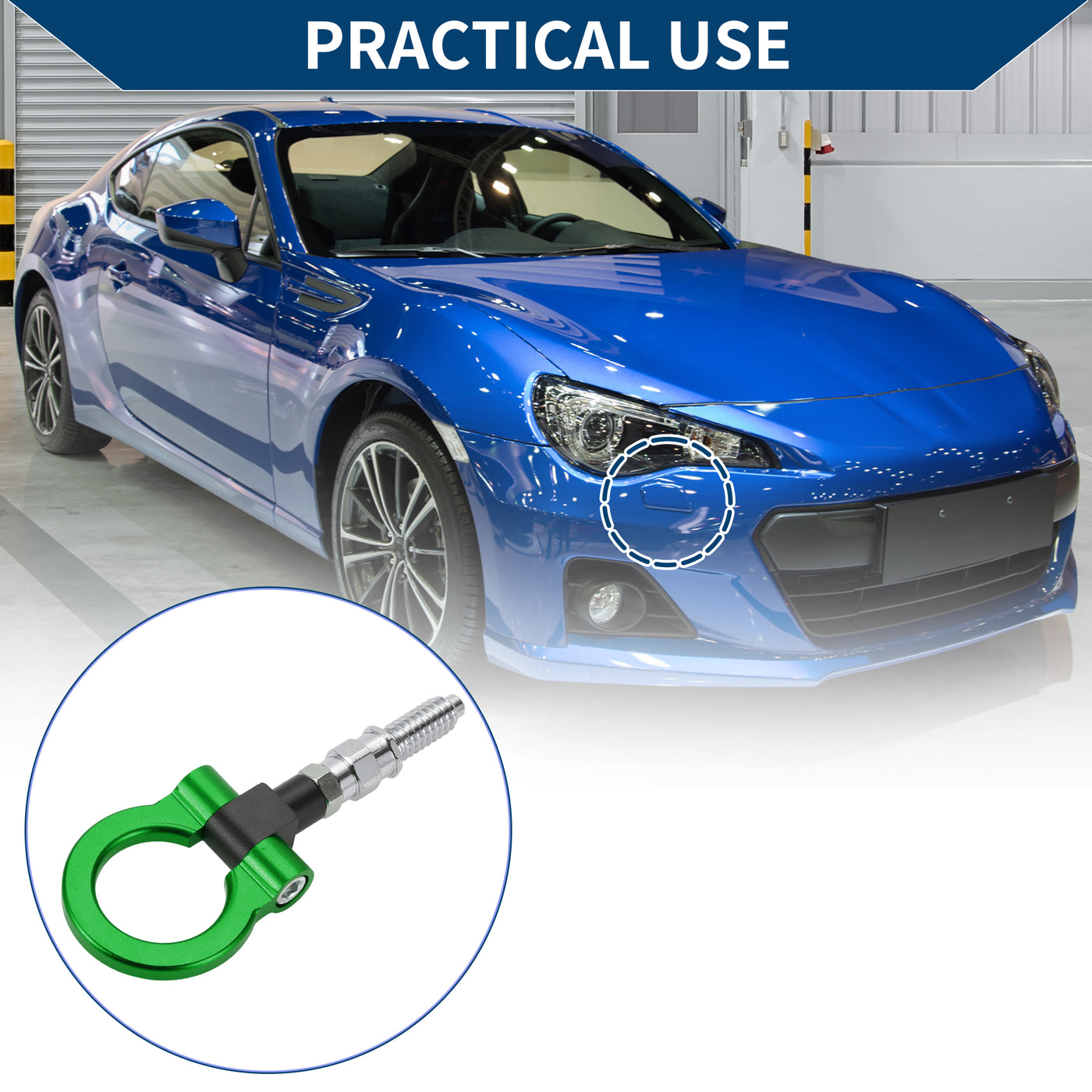 Hihaha Tow Hook /Universal Car Front Bumper Towing Hook / Durable Metal Rotary Tow Hook Ring 18.5cm 3mm 1pcs Green