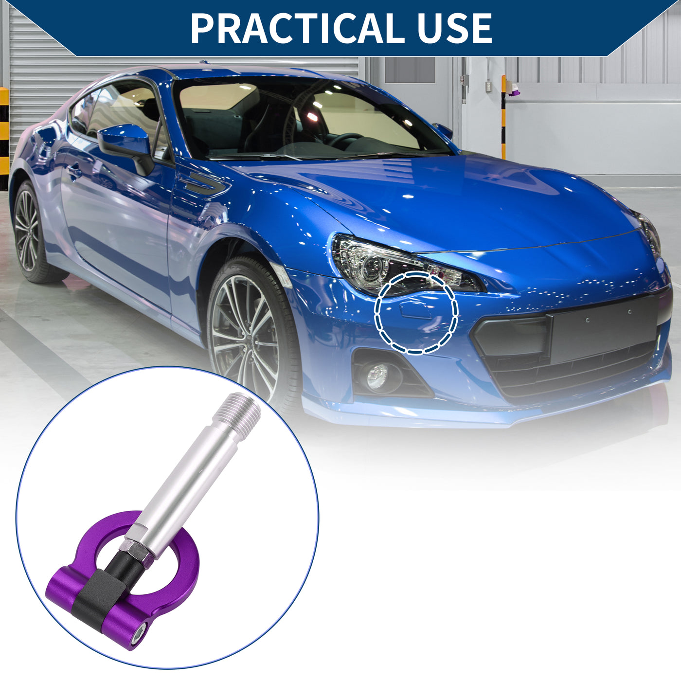 Hihaha Tow Hook /Car Front Bumper Towing Hook / Durable Metal Rotary Tow Hook Ring for Toyota Yaris EP 23.0cm 1pcs Purple