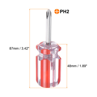 Harfington PH2 Kurzer Phillips-Schraubendreher #2 Stubby Magnetische Schraubendreher CR-V Kleiner Taschenschraubendreher für DIY-Reparaturen, Rot