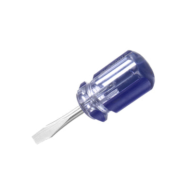 Harfington SL6 Short Tip Slotted Screwdriver Stubby Magnetic Flat Head CR-V, Blue