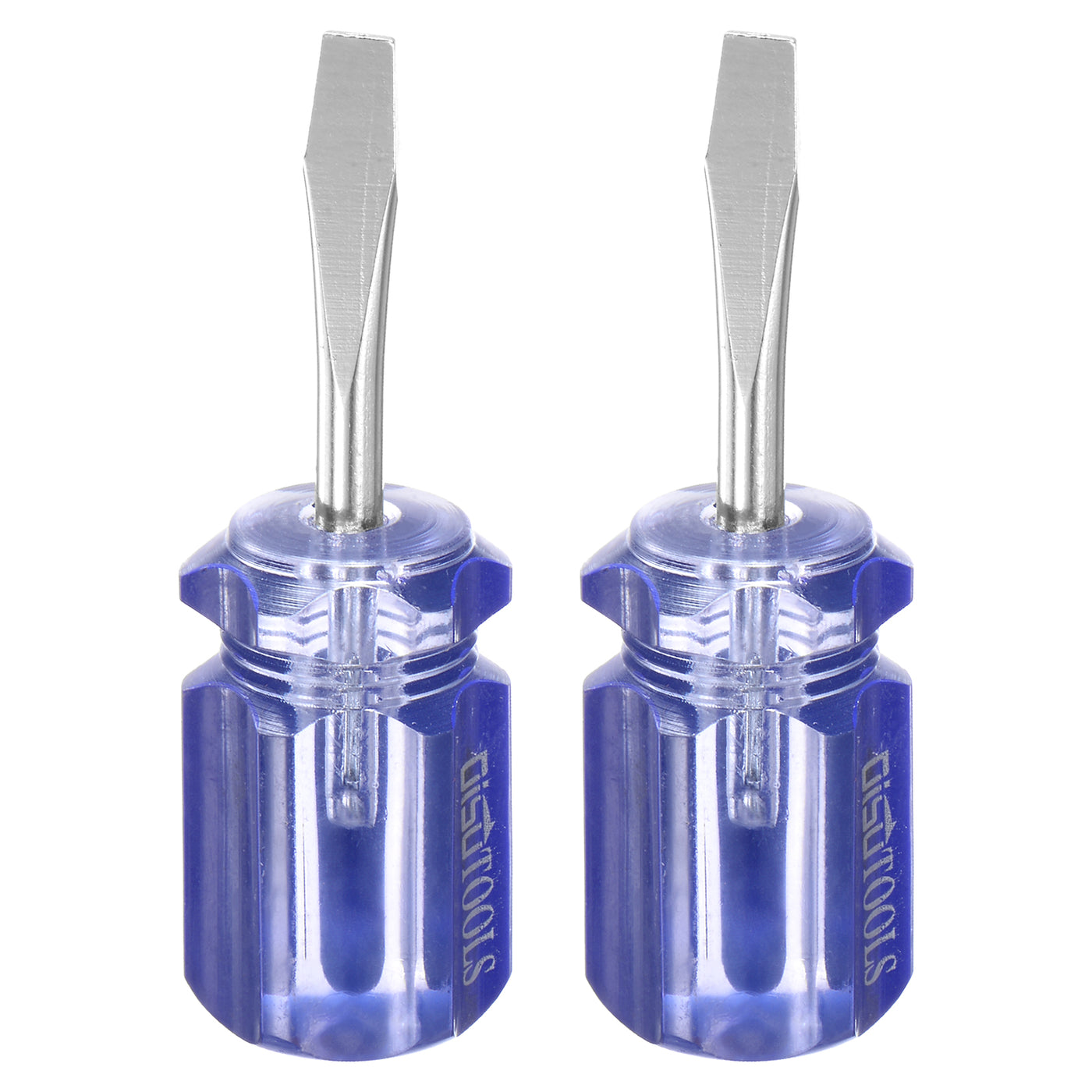 Harfington 2pcs SL6 Short Tip Slotted Screwdriver Stubby Magnetic Flat Head CR-V, Blue