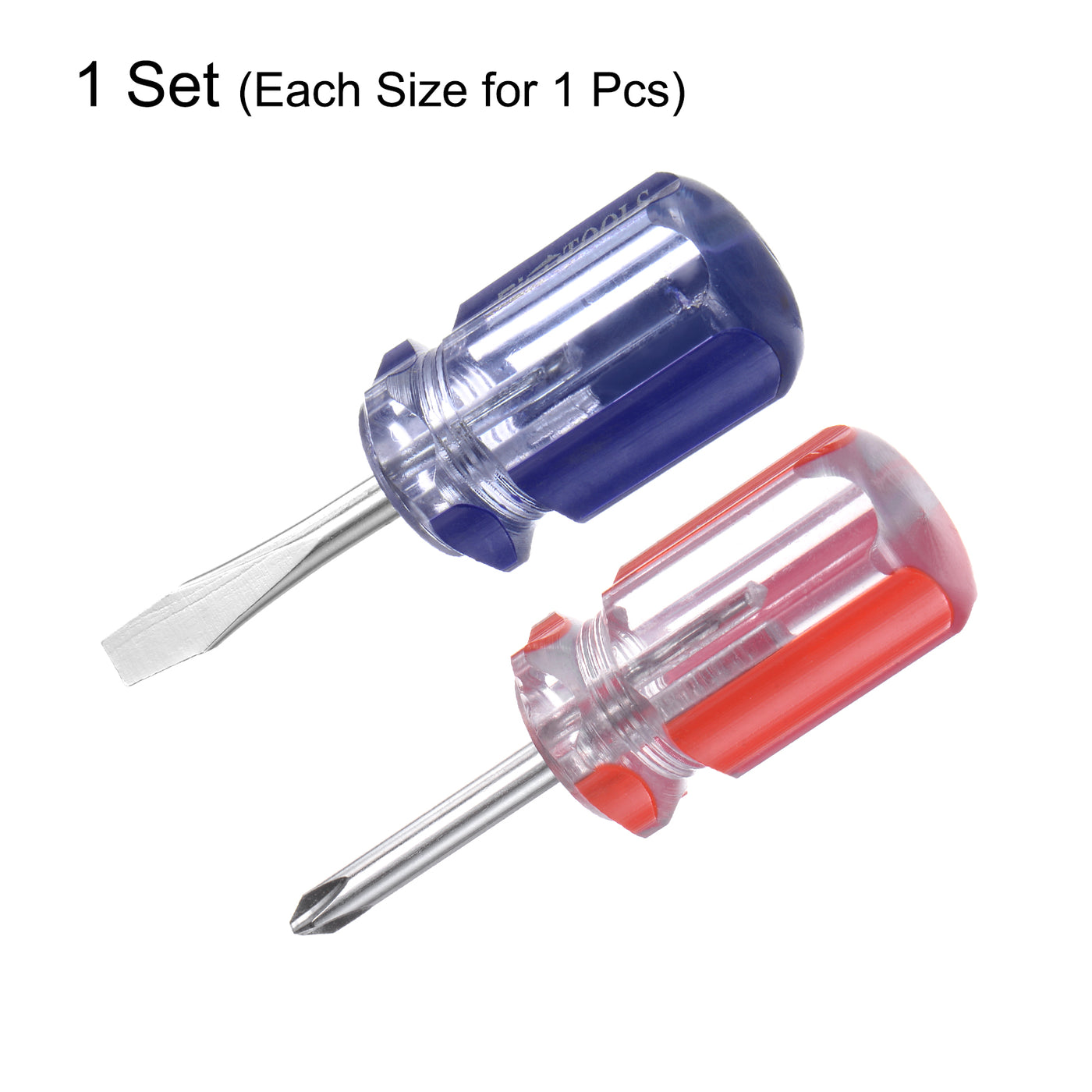 Harfington 2pcs Short Screwdrivers Set PH2 Phillips SL6 Flat Head Stubby Magnetic CR-V