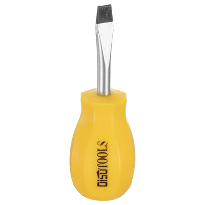 Harfington SL6 Short Tip Slotted Screwdriver Stubby Magnetic Flat Head CR-V, Yellow