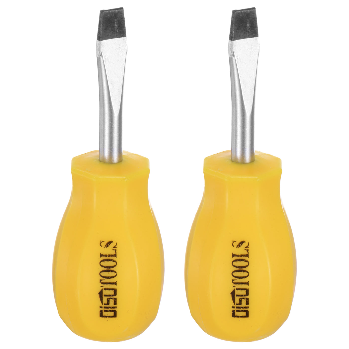 Harfington 2pcs SL6 Short Tip Slotted Screwdriver Stubby Magnetic Flat Head CR-V, Yellow