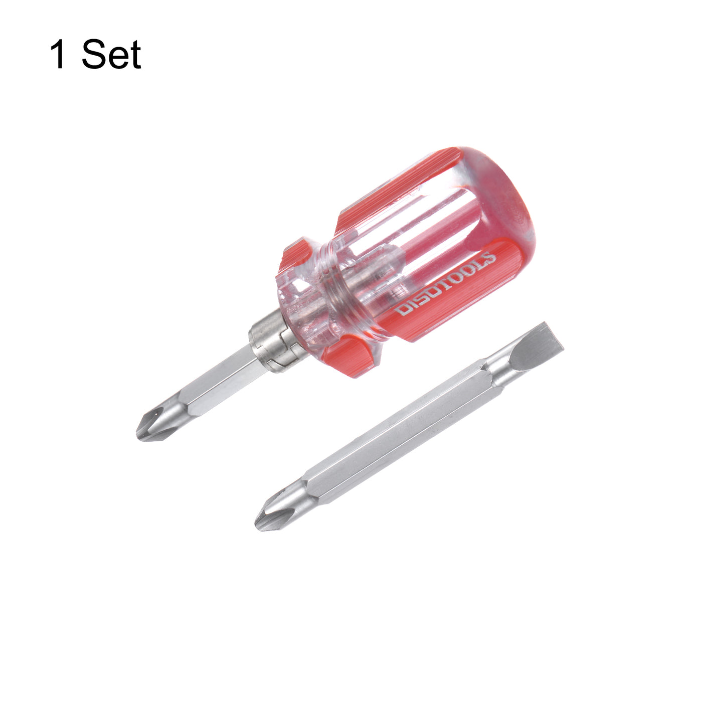 Harfington 2 in 1 Short Screwdriver Stubby Magnetic Phillips & Flat Head Screwdriver, Red