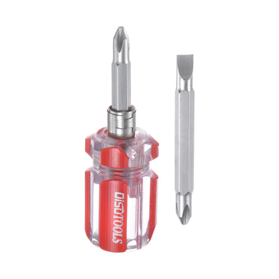 Harfington 2 in 1 Short Screwdriver Stubby Magnetic Phillips & Flat Head Screwdriver, Red