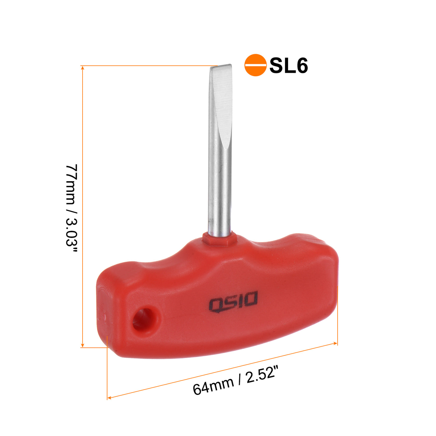 Harfington SL6 T-Handle Tip Slotted Screwdriver Magnetic Flat Head CR-V Screwdriver, Red