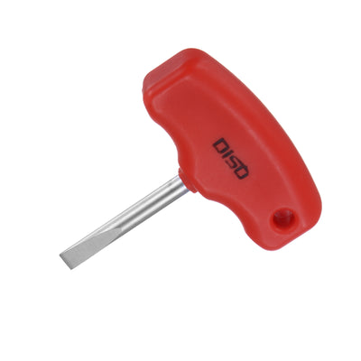 Harfington SL6 T-Handle Tip Slotted Screwdriver Magnetic Flat Head CR-V Screwdriver, Red