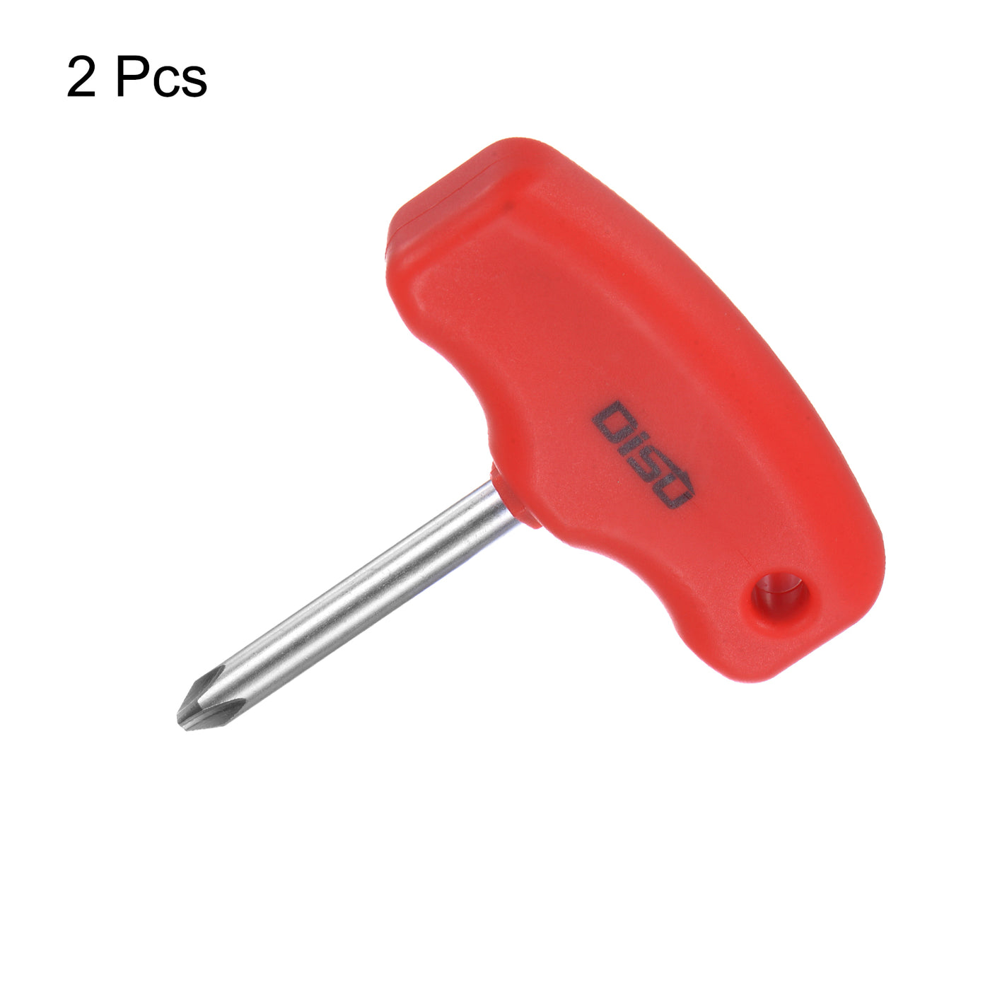 Harfington 2pcs PH2 T-Handle Phillips Screwdriver #2 Magnetic Screwdrivers CR-V, Red