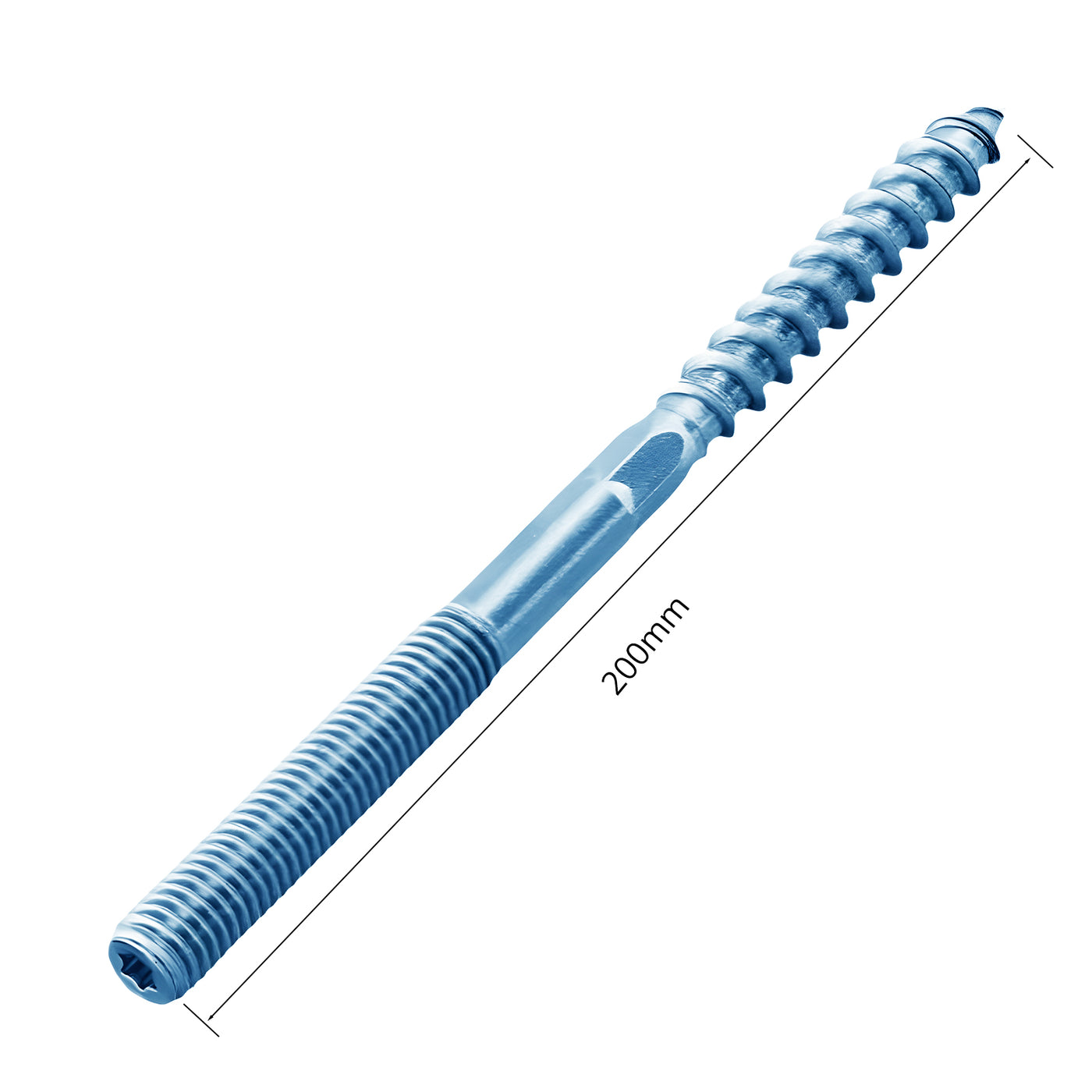 Harfington 1Pcs M10x200mm Carbon Steel Blue-plated White Zinc Threaded Rod Screw