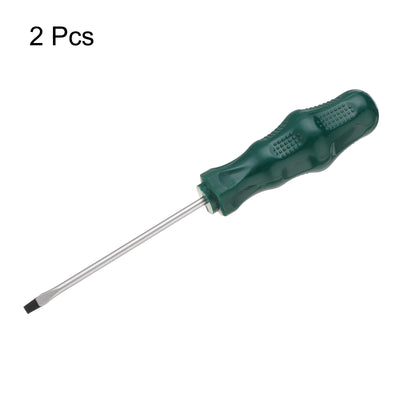 Harfington 2pcs SL3 Flat Head Screwdriver 5.8" Magnetic Slotted Screwdrivers CR-V, Green