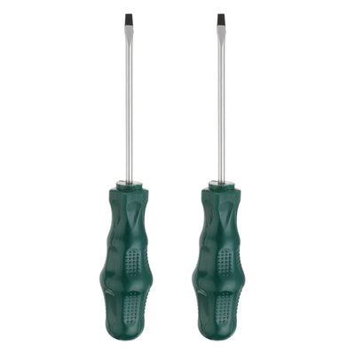 Harfington 2pcs SL3 Flat Head Screwdriver 5.8" Magnetic Slotted Screwdrivers CR-V, Green