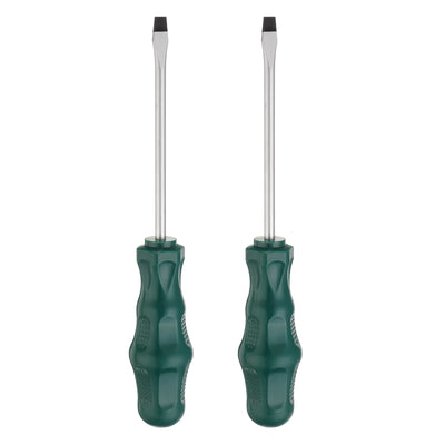 Harfington 2pcs SL5 Flat Head Screwdriver 7.5" Magnetic Slotted Screwdrivers CR-V, Green