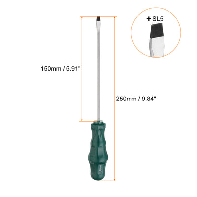 Harfington SL5 Flat Head Screwdriver 9.8" Magnetic Slotted Screwdrivers CR-V, Green