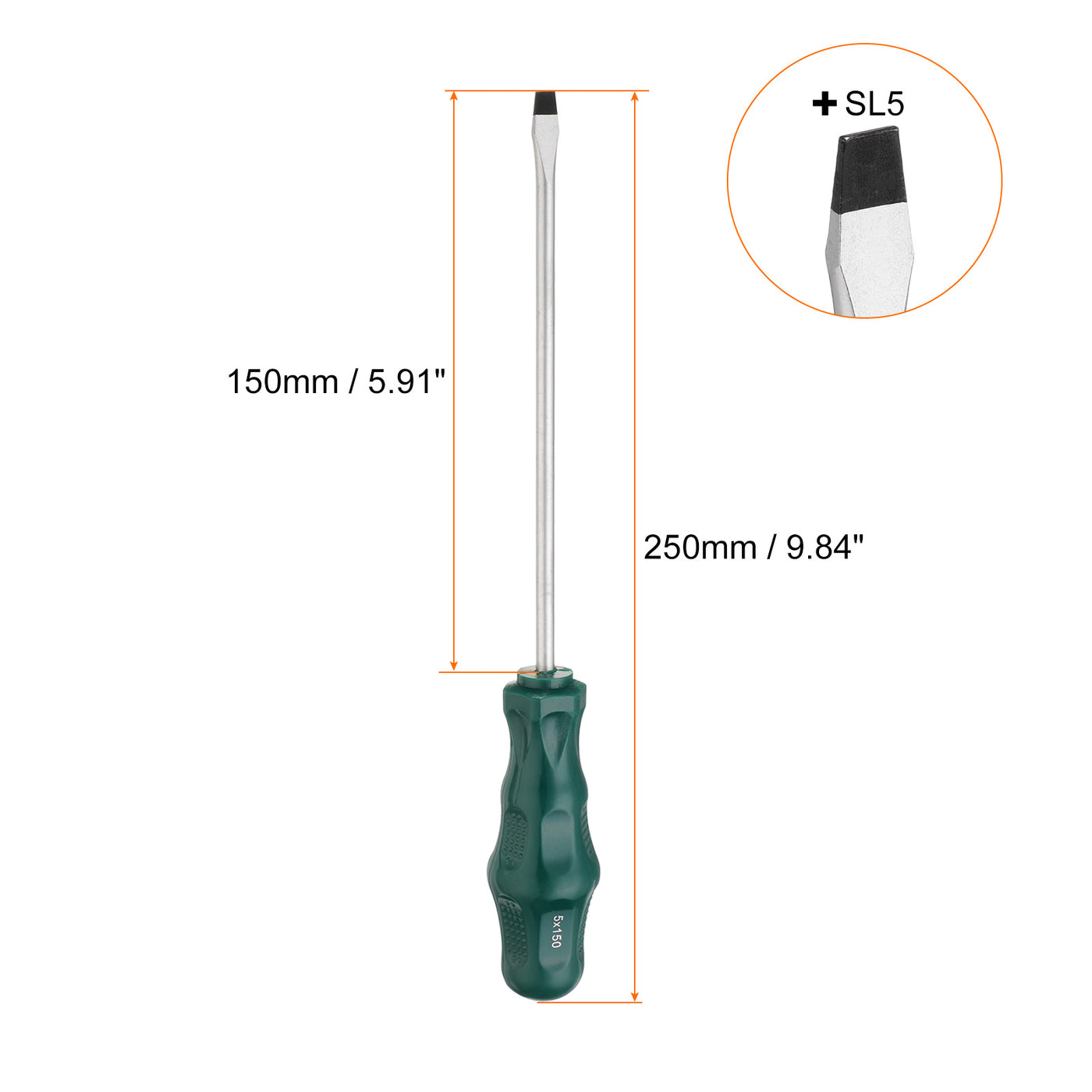 Harfington 2 Stück SL5 Flachkopf-Schraubendreher 9,4" Magnetische Schlitz-Schraubendreher 5,9" CR-V mit ergonomischem Griff für DIY-Reparaturen, Grün