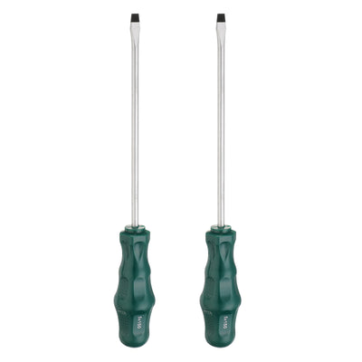 Harfington 2pcs SL5 Flat Head Screwdriver 9.4" Magnetic Slotted Screwdrivers CR-V, Green