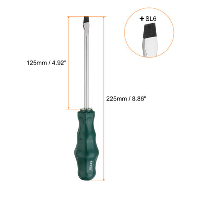 Harfington SL6 Flat Head Screwdriver 8.9" Magnetic Slotted Screwdrivers CR-V, Green