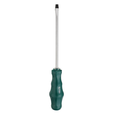 Harfington SL6 Flat Head Screwdriver 9.8" Magnetic Slotted Screwdrivers CR-V, Green