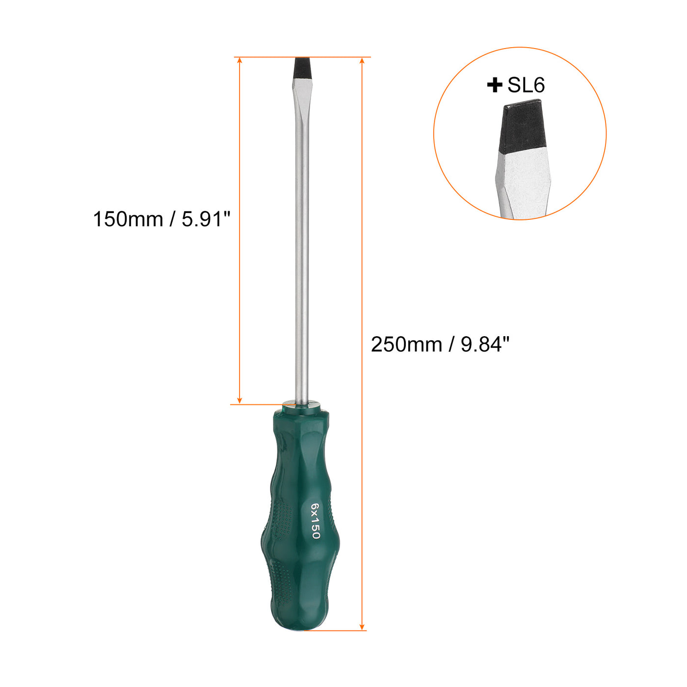 Harfington 2 Stück SL6 Flachkopf-Schraubendreher 9,8" Magnetische Schlitz-Schraubendreher 5,9" CR-V mit ergonomischem Griff für DIY-Reparaturen, Grün