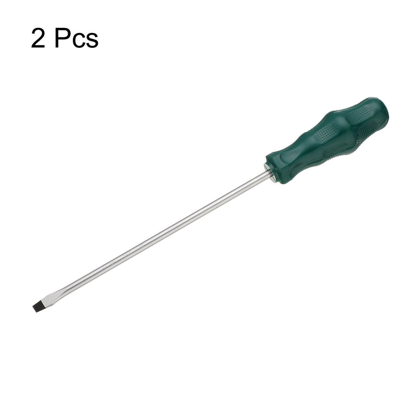 Harfington 2pcs SL6 Flat Head Screwdriver 11.8" Magnetic Slotted Screwdrivers CR-V, Green