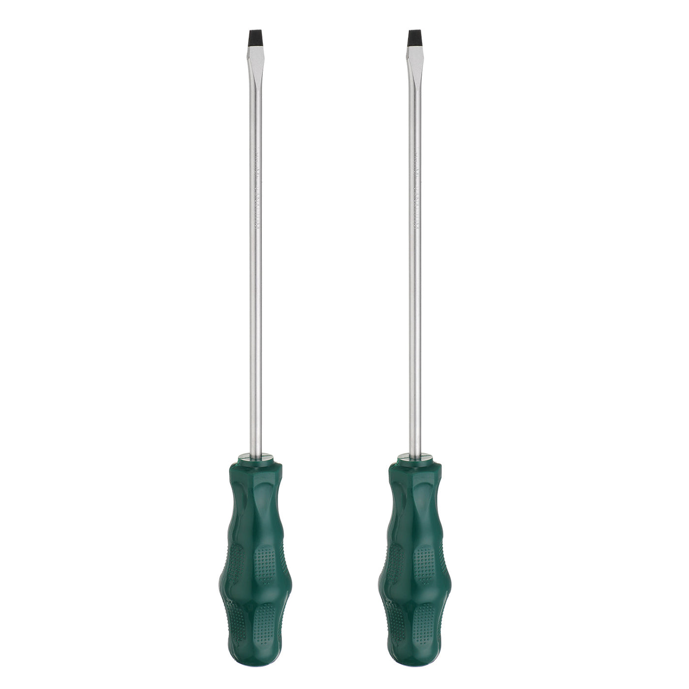 Harfington 2pcs SL6 Flat Head Screwdriver 11.8" Magnetic Slotted Screwdrivers CR-V, Green