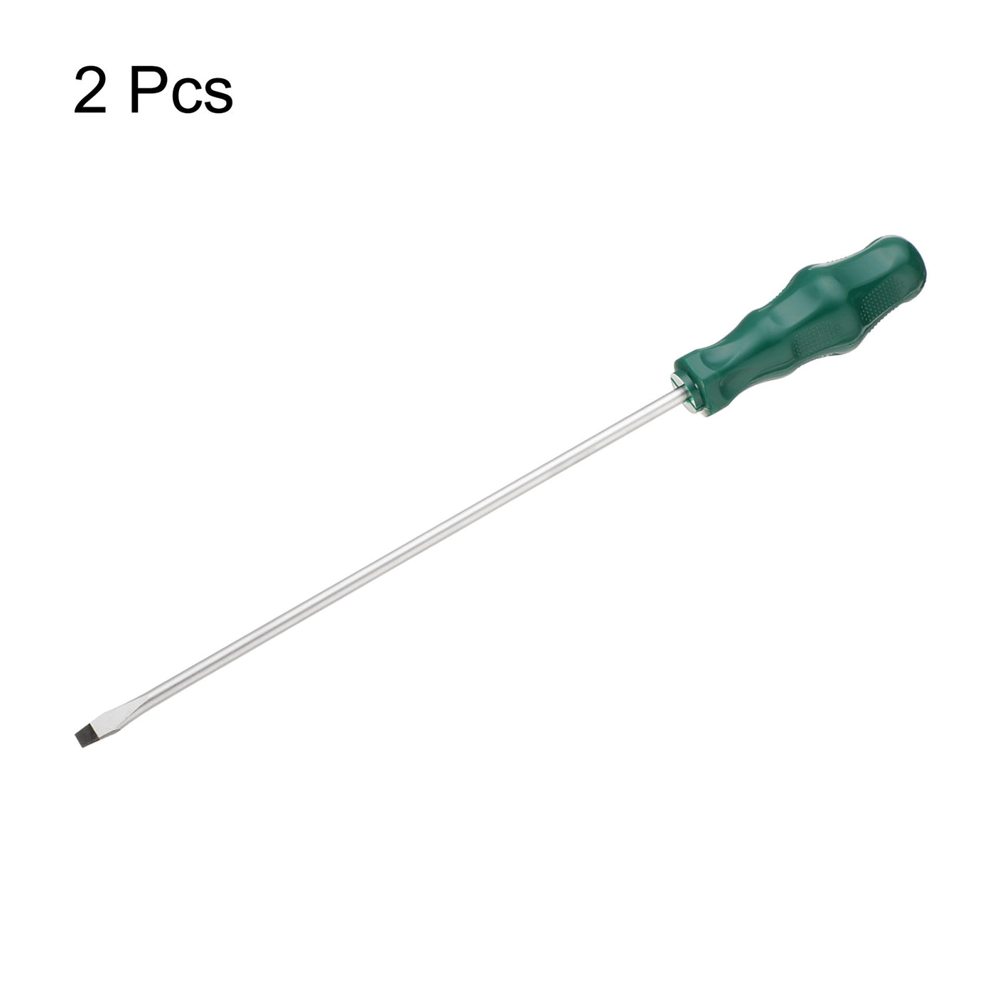 Harfington 2pcs SL6 Flat Head Screwdriver 13.8" Magnetic Slotted Screwdrivers CR-V, Green