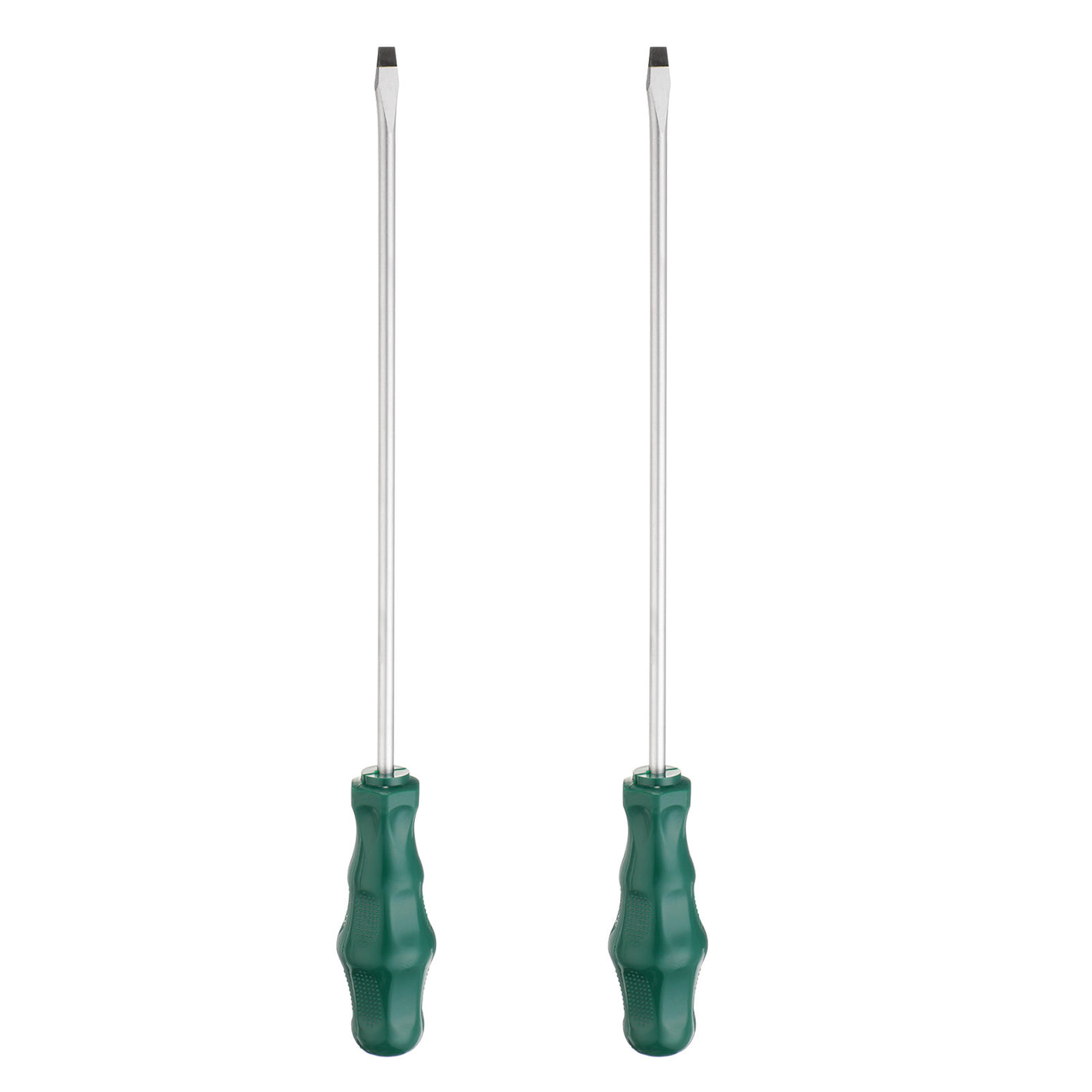 Harfington 2pcs SL6 Flat Head Screwdriver 13.8" Magnetic Slotted Screwdrivers CR-V, Green